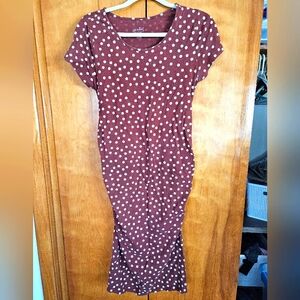 Isabel Maternity Polka Dot Midi Dress Rust Orange Size Medium